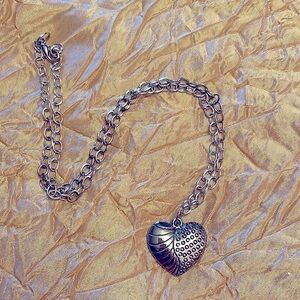Silver tone heart necklace